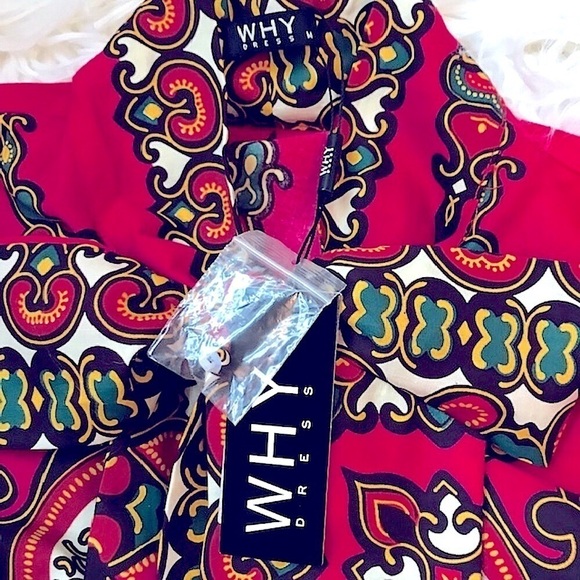 *NWT Beautiful Fuchsia Peplum Bow Blouse, Balloon Sleeves, Brand: WHY Sz M - Picture 5 of 8